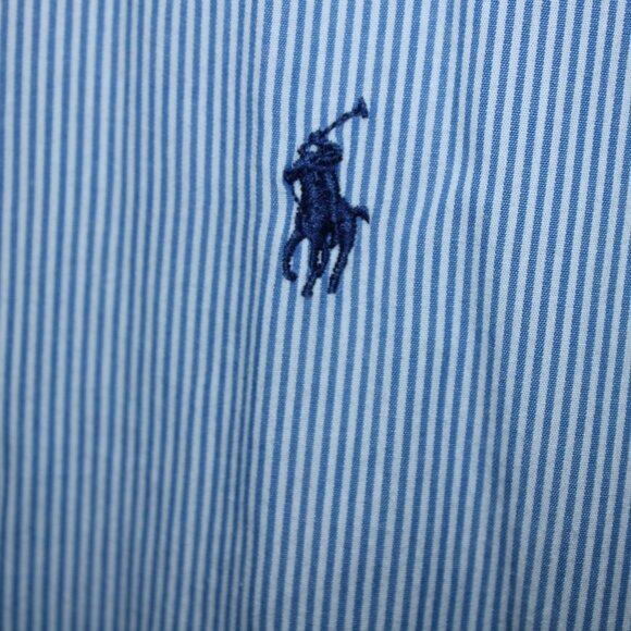 Ralph Lauren Shirt 18 34/35 Blue White Striped Yarmouth Button Down Blue Pony - Picture 3 of 7